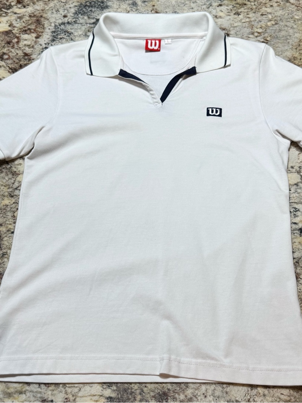 Wilson White Polo with Navy Contrast Trim